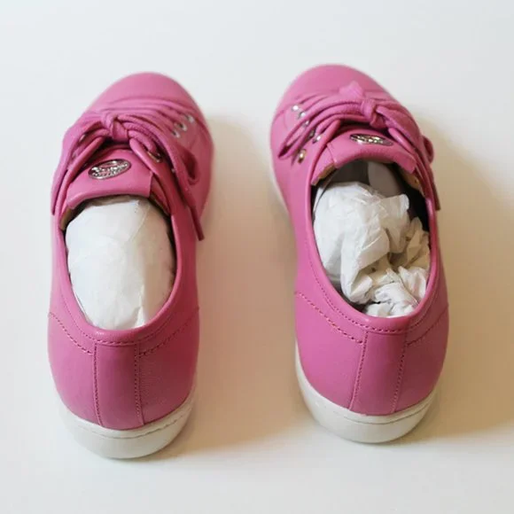 NEW Authentic Longchamp Le Pliage Leather sneakers- Pink - Picture 2 of 10